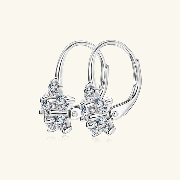 1.2 Carat 925 Sterling Silver Moissanite Flower Huggie Earrings - Picture 9 of 10